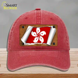 Hong Kong Flag Scroll Novelty License Plate Hat Unconstructed Cotton / Red