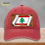 Lebanon Flag Scroll Novelty License Plate Hat Unconstructed Cotton / Red