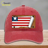 Liberia Flag Scroll Novelty License Plate Hat Unconstructed Cotton / Red