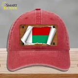 Madagascar Flag Scroll Novelty License Plate Hat Unconstructed Cotton / Red