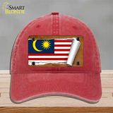 Malaysia Flag Scroll Novelty License Plate Hat Unconstructed Cotton / Red