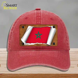 Morocco Flag Scroll Novelty License Plate Hat Unconstructed Cotton / Red