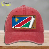 Namibia Flag Scroll Novelty License Plate Hat Unconstructed Cotton / Red