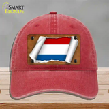 Netherlands Flag Scroll Novelty License Plate Hat Unconstructed Cotton / Red