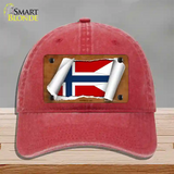 Norway-NS Flag Scroll Novelty License Plate Hat Unconstructed Cotton / Red