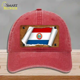 Paraguay-OBV Flag Scroll Novelty License Plate Hat Unconstructed Cotton / Red