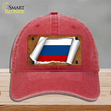 Russia Flag Scroll Novelty License Plate Hat Unconstructed Cotton / Red