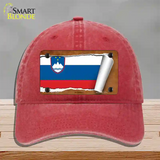 Slovenia Flag Scroll Novelty License Plate Hat Unconstructed Cotton / Red