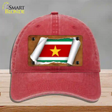 Suriname Flag Scroll Novelty License Plate Hat Unconstructed Cotton / Red