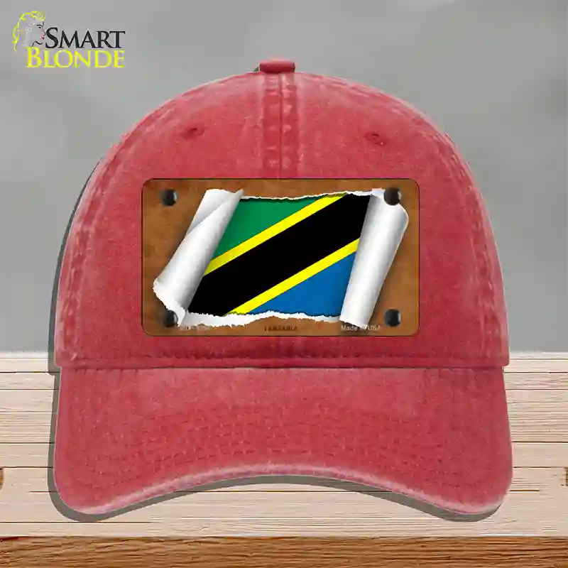 Tanzania Flag Scroll Novelty License Plate Hat Unconstructed Cotton / Red