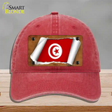 Tunisia Flag Scroll Novelty License Plate Hat Unconstructed Cotton / Red