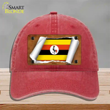 Uganda Flag Scroll Novelty License Plate Hat Unconstructed Cotton / Red