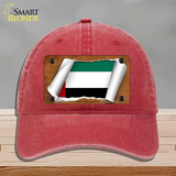 United Arab Emirates Flag Scroll Novelty License Plate Hat Unconstructed Cotton / Red