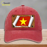 Vietnam Flag Scroll Novelty License Plate Hat Unconstructed Cotton / Red