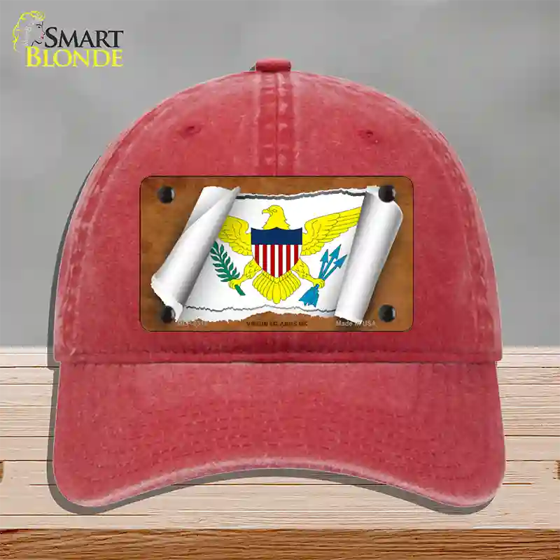 Virgin Islands US Flag Scroll Novelty License Plate Hat Unconstructed Cotton / Red