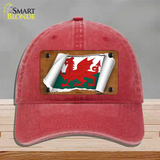 Wales Flag Scroll Novelty License Plate Hat Unconstructed Cotton / Red