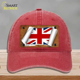 Britain Flag Scroll Novelty License Plate Hat Unconstructed Cotton / Red