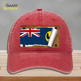 South Australia Flag Scroll Novelty License Plate Hat Unconstructed Cotton / Red