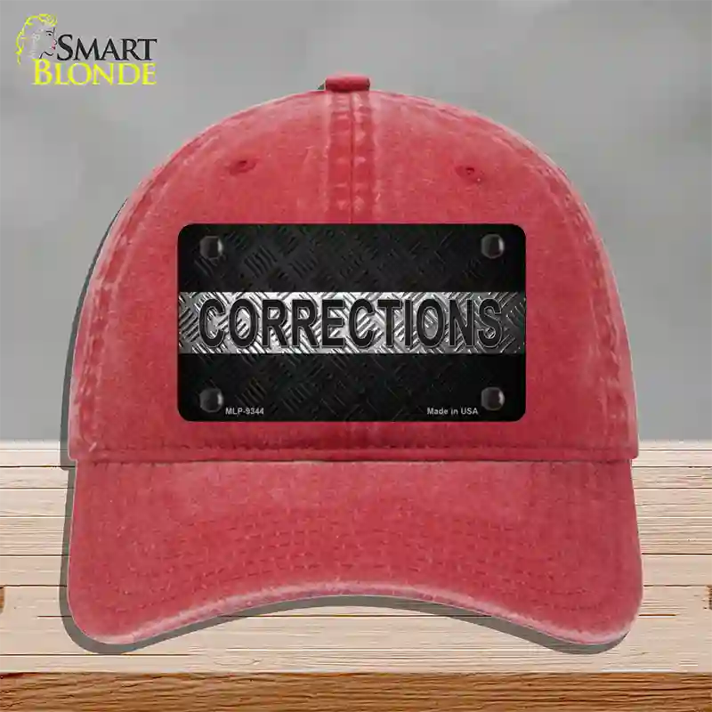 Corrections Novelty License Plate Hat Unconstructed Cotton / Red