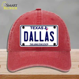 Dallas Texas Novelty License Plate Hat Unconstructed Cotton / Red