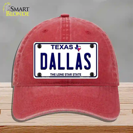 Dallas Texas Novelty License Plate Hat Unconstructed Cotton / Red