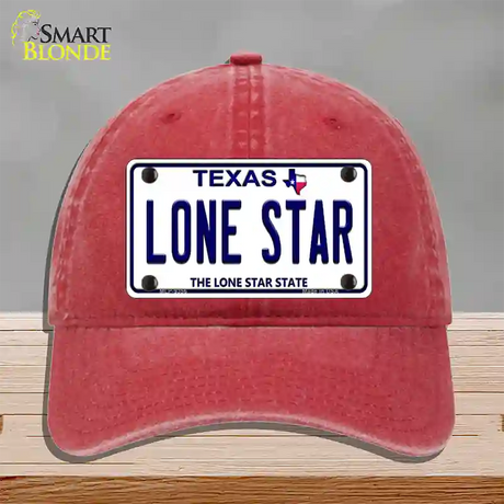 Lone Star Texas Novelty License Plate Hat Unconstructed Cotton / Red