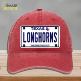 Longhorn Texas Novelty License Plate Hat Unconstructed Cotton / Red