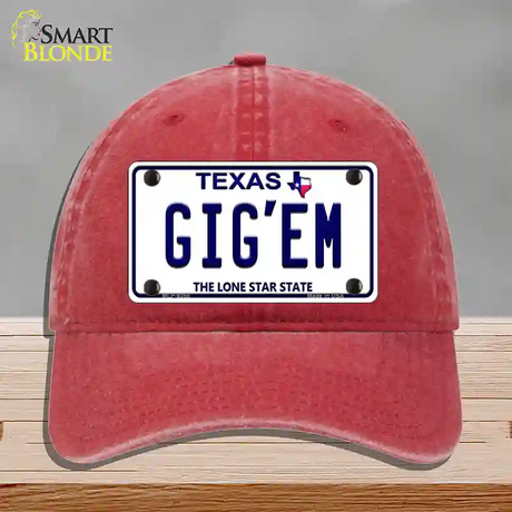 Gigem Texas Novelty License Plate Hat Unconstructed Cotton / Red