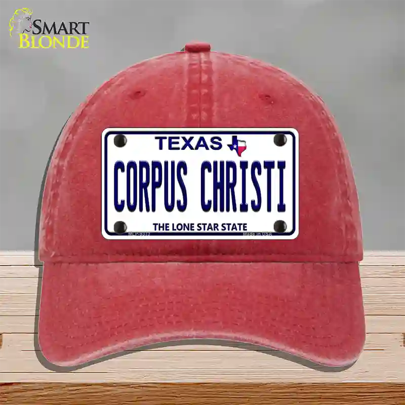 Corpus Christi Texas Novelty License Plate Hat Unconstructed Cotton / Red