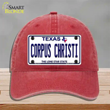 Corpus Christi Texas Novelty License Plate Hat Unconstructed Cotton / Red