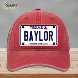 Baylor Texas Novelty License Plate Hat Unconstructed Cotton / Red