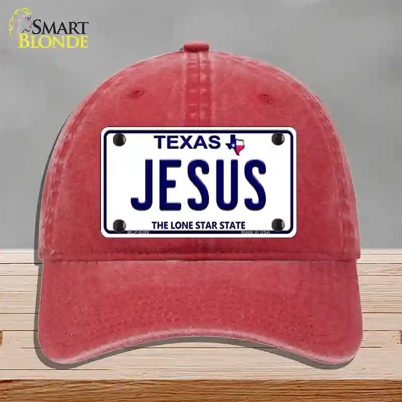 Jesus Texas Novelty License Plate Hat Unconstructed Cotton / Red