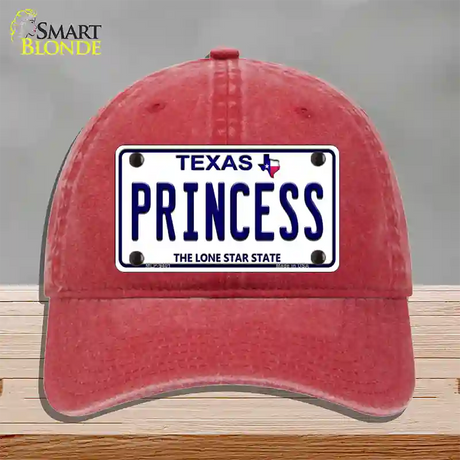 Princess Texas Novelty License Plate Hat Unconstructed Cotton / Red