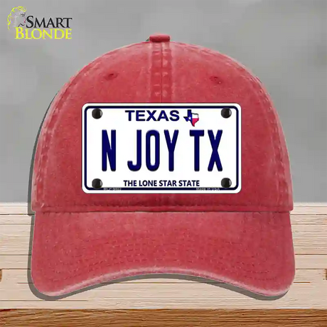 N Joy TX Texas Novelty License Plate Hat Unconstructed Cotton / Red