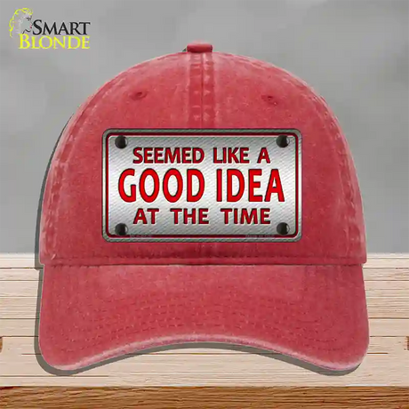 Seemed Like A Good Idea Novelty License Plate Hat Unconstructed Cotton / Red