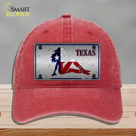 Texas Girl Diamond Novelty License Plate Hat Unconstructed Cotton / Red