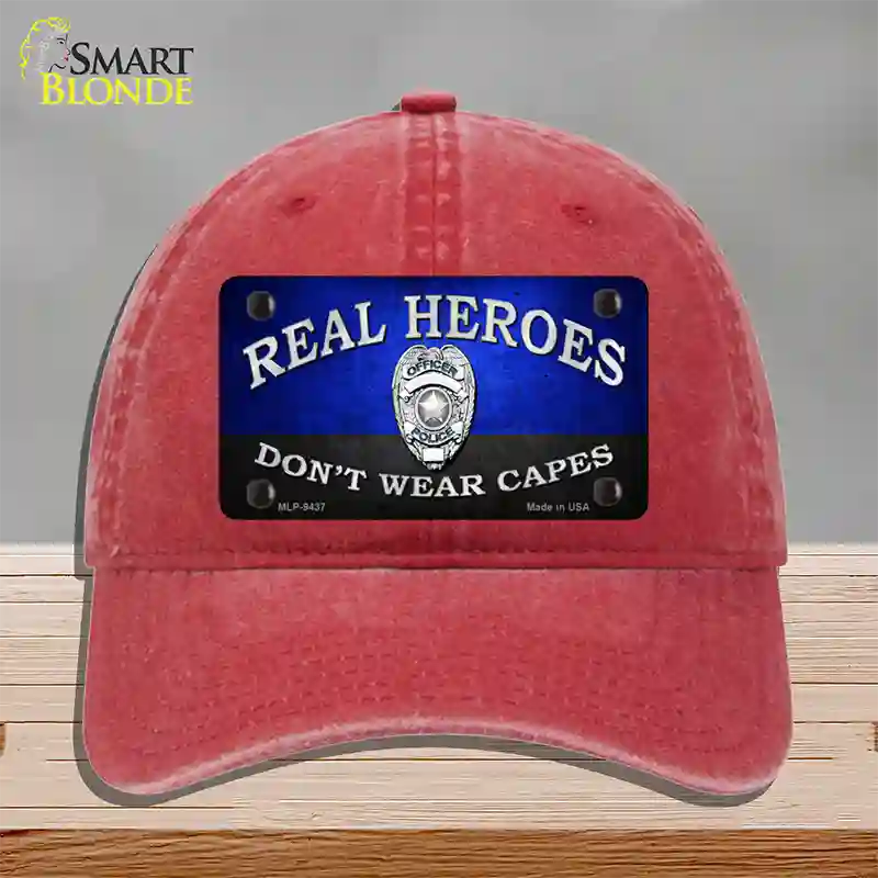 Real Heroes Blue Novelty License Plate Hat Unconstructed Cotton / Red