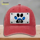 Thin Blue Line Paw K-9 Novelty License Plate Hat Unconstructed Cotton / Red