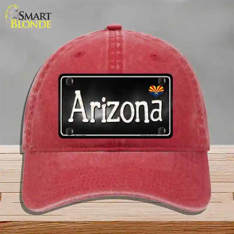 Arizona Flag Script Novelty License Plate Hat Unconstructed Cotton / Red