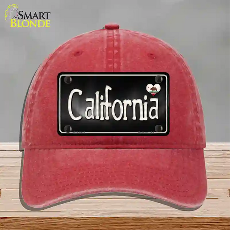 California Flag Script Novelty License Plate Hat Unconstructed Cotton / Red