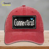 Connecticut Flag Script Novelty License Plate Hat Unconstructed Cotton / Red