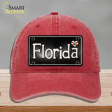 Florida Flag Script Novelty License Plate Hat Unconstructed Cotton / Red