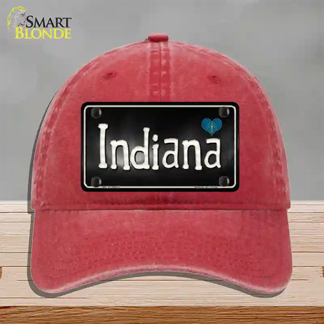 Indiana Flag Script Novelty License Plate Hat Unconstructed Cotton / Red