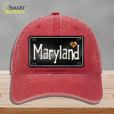 Maryland Flag Script Novelty License Plate Hat Unconstructed Cotton / Red