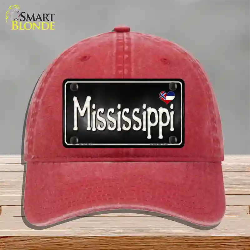 Mississippi Flag Script Novelty License Plate Hat Unconstructed Cotton / Red