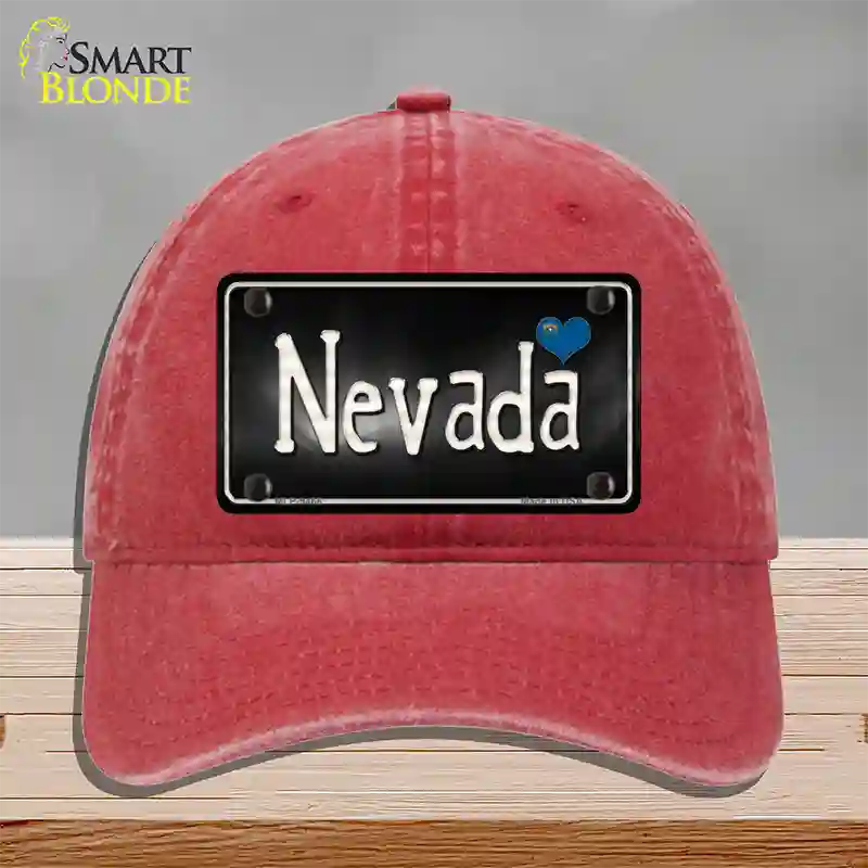 Nevada Flag Script Novelty License Plate Hat Unconstructed Cotton / Red