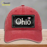 Ohio Flag Script Novelty License Plate Hat Unconstructed Cotton / Red