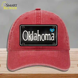 Oklahoma Flag Script Novelty License Plate Hat Unconstructed Cotton / Red