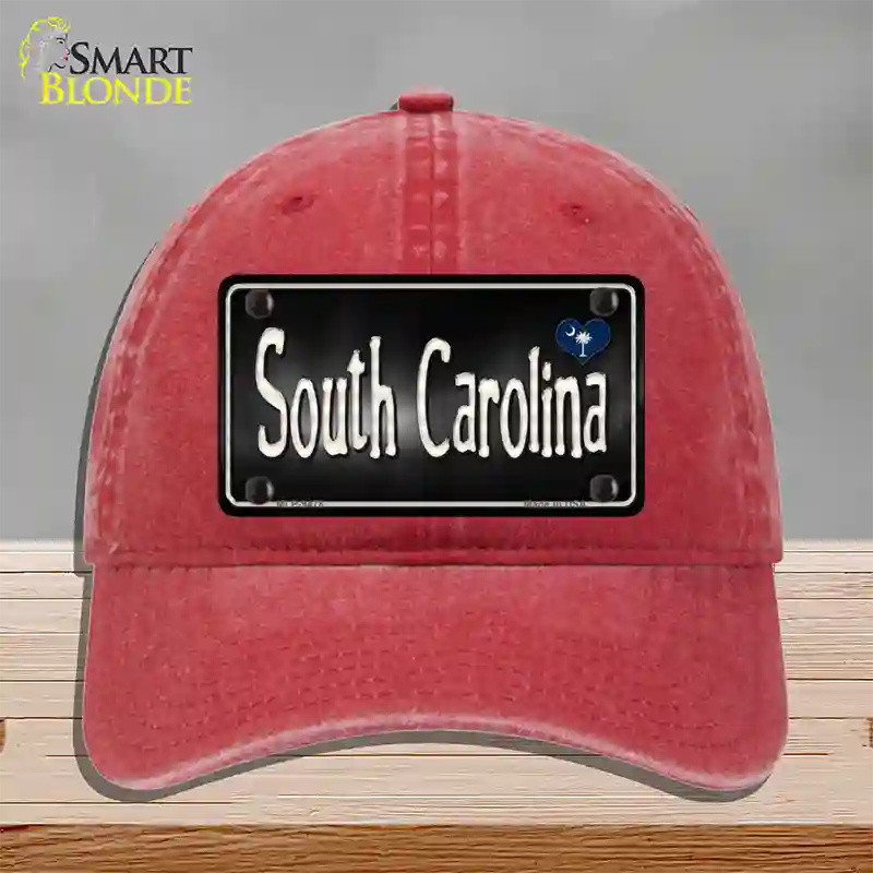 South Carolina Flag Script Novelty License Plate Hat Unconstructed Cotton / Red