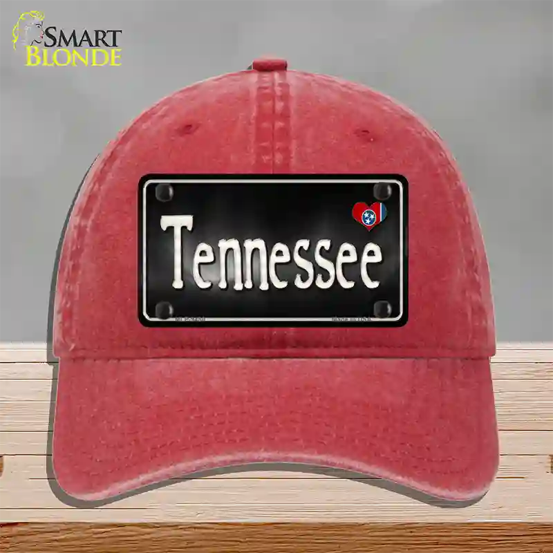 Tennessee Flag Script Novelty License Plate Hat Unconstructed Cotton / Red